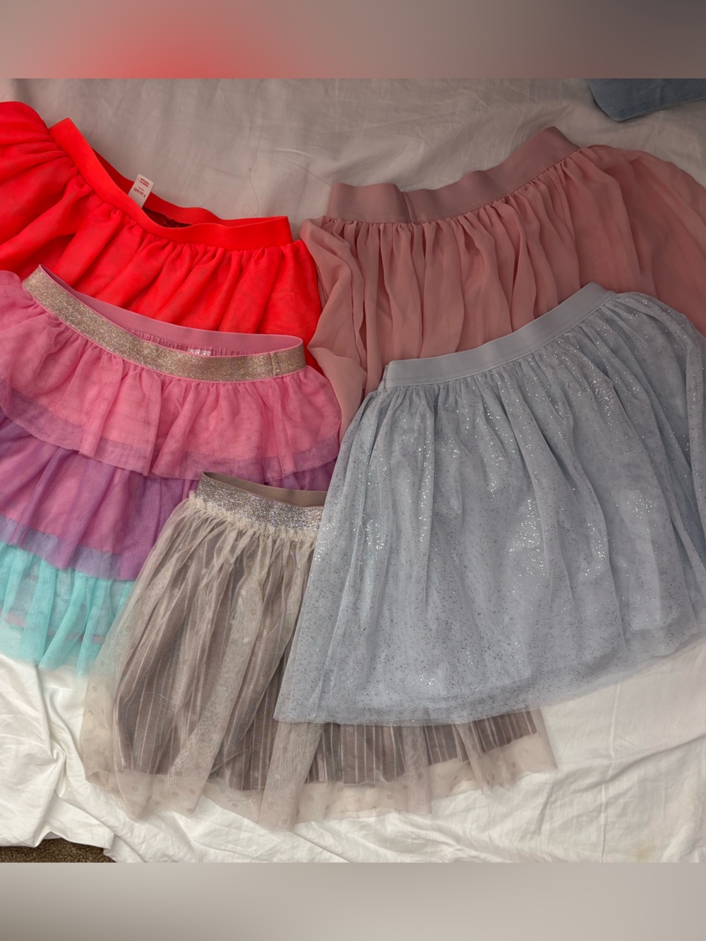 Girls' Glitter Tulle Skirt Set - Pink, Light Blue, Gray, Coral